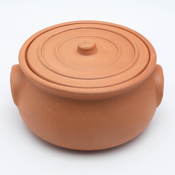 Hakan Handmade Clay Pot with Lid, Natural Unglazed Terracotta, Small, 2.6 Quarts - Picture 1 of 8